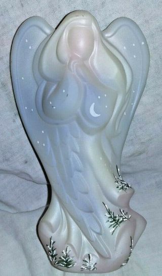 Fenton Hand Painted Signed & Numbered Satin Angel 7 " Moon And Stars