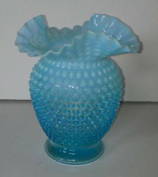Vintage Fenton Blue Hobnail Opalescent 6 " Vase
