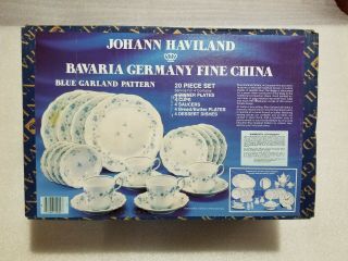 Johann Haviland Germany Fine China - Blue Garland Pattern - 20 Piece Set - Nos