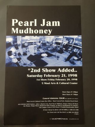 Pearl Jam With Special Guest Mudhoney 1998 Maui Hawaii Concert Poster