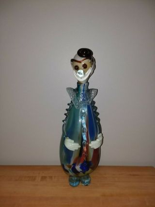 Murano Art Glass,  Clown Decanter.  15 ".