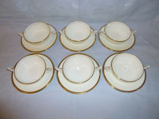 Minton Golden Heritage Set Of 6 Cream Soup Bowls And Saucers