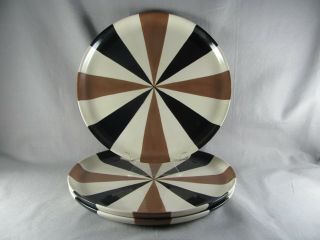 3 Jonathan Adler Happy Home Stripes Brown Dinner Plates,  11 - 1/4 ",  Black,  White