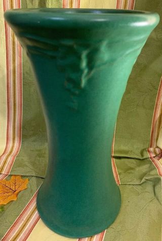 ? Zanesville ? Arts & Crafts Mission Dark Green Vase
