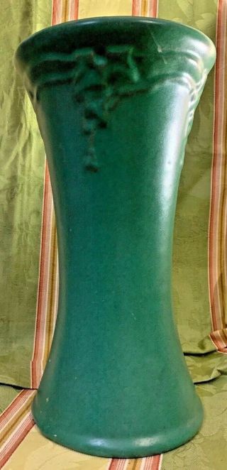 ? Zanesville ? Arts & Crafts Mission Dark Green Vase 2