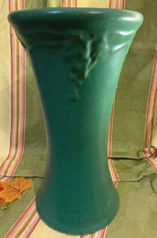 ? Zanesville ? Arts & Crafts Mission Dark Green Vase 6