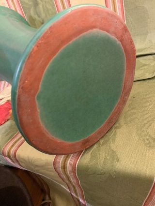 ? Zanesville ? Arts & Crafts Mission Dark Green Vase 8