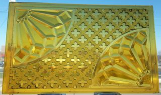 Vintage Stained Glass Window Panel - Gold Pressed Glass Design 8 " X 4 7/8 " 23