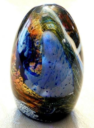 Large Colleen Ott Paperweight Lampwork Art Glass 1997 Multi Color Swirl Stunning