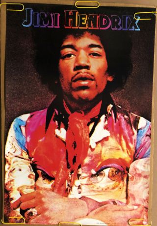 Jimi Hendrix Vintage Blacklight Poster Psychedelic Music Memorabilia