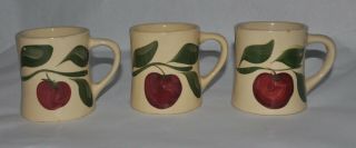 Set Of 3 Vintage Watt Pottery Apple Coffee Mugs Cups 121