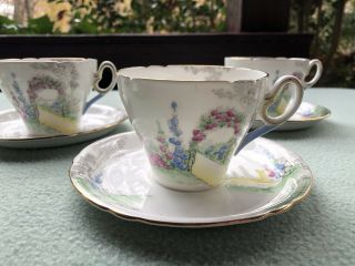 Set Of 6 Vintage Shelly “archway Of Roses” Tea Cups And Saucers Cambridge Style