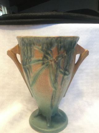 Rare Vintage Roseville Pottery Moss Pink Green Vase Handle 775 6 Signed