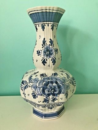 Vintage Delft Blue Tall Vase With Certificate