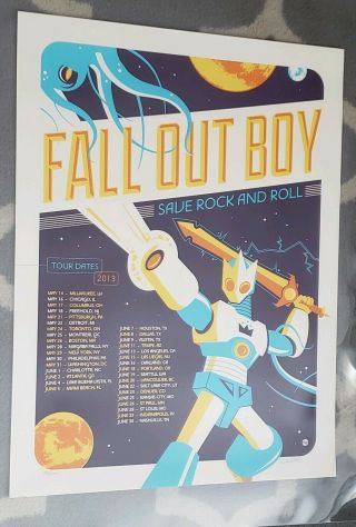 Rare 2013 Tour Fall Out Boy Poster Save Rock And Roll