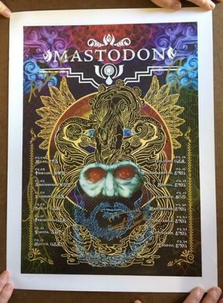 Mastodon Metal Band Autograph Signed 14 X 19 European Tour Poster