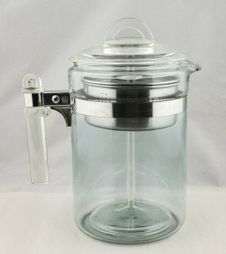 Vintage Pyrex Flameware Stove Top Percolator Coffee Pot 7829b
