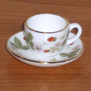 Discontinued Wedgwood Wild Strawberry Mini / Miniature Cup & Saucer