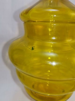 Yellow swirl Empoli Art Glass Jar Bon Bon Sweets Apothecary Italian Vintage MCM 3
