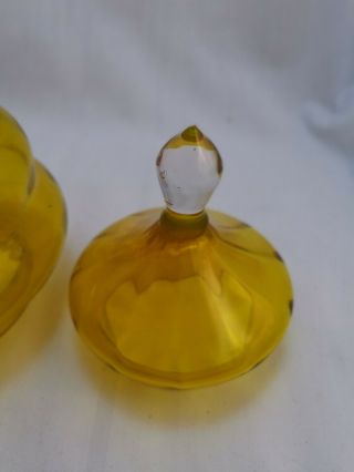 Yellow swirl Empoli Art Glass Jar Bon Bon Sweets Apothecary Italian Vintage MCM 4