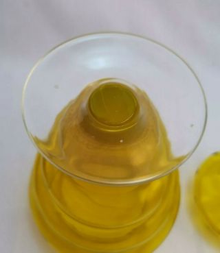 Yellow swirl Empoli Art Glass Jar Bon Bon Sweets Apothecary Italian Vintage MCM 7