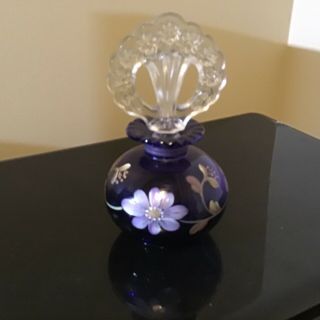 Fenton Hand Painted Purple Perfume With Lovely Stopper