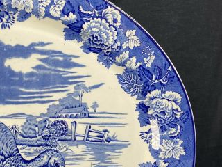 LARGE Enoch Wood ' s Burslem England Blue Platter perfect For The Holidays 5