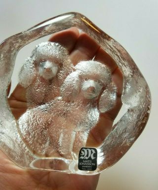 Mats Jonasson Sweden Full Lead Crystal Glass Poodle Paperweight 3698