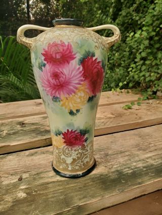 Nippon Hand Painted Art Pottery Vase