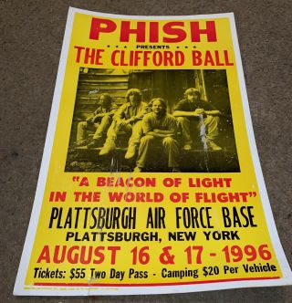 Rare Vintage Phish Poster The Clifford Ball August 1996 Rock Band Tour Concert