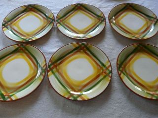 Set Of 6 Vintage Vernonware Homespun 9 1/2 " Dinner Plates