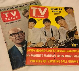 Two The Beatles Tv Guide - April 1964 & Tv Junior - September 1964