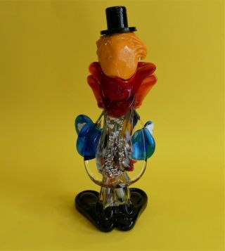 Vtg Murano Art Glass Clown w Cymbal Figurine Handmade with Label Italy 5