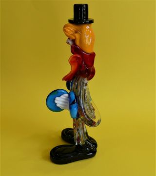 Vtg Murano Art Glass Clown w Cymbal Figurine Handmade with Label Italy 6