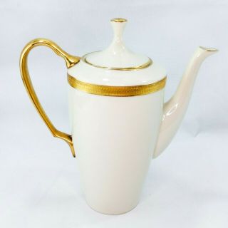 Lenox Lowell Coffee Pot & Lid 5 Cup Gold Encrusted Usa Vintage Gold Stamp