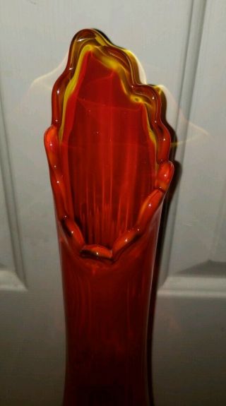 Fenton Glass Hobnail Orange 21 inch Mid - Century Modern vase swung 3