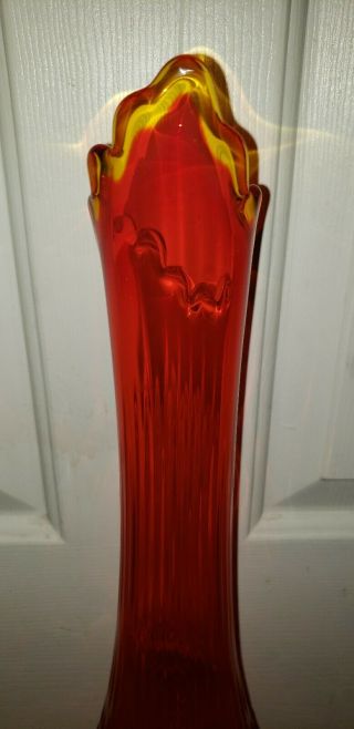 Fenton Glass Hobnail Orange 21 inch Mid - Century Modern vase swung 5