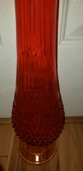 Fenton Glass Hobnail Orange 21 inch Mid - Century Modern vase swung 6