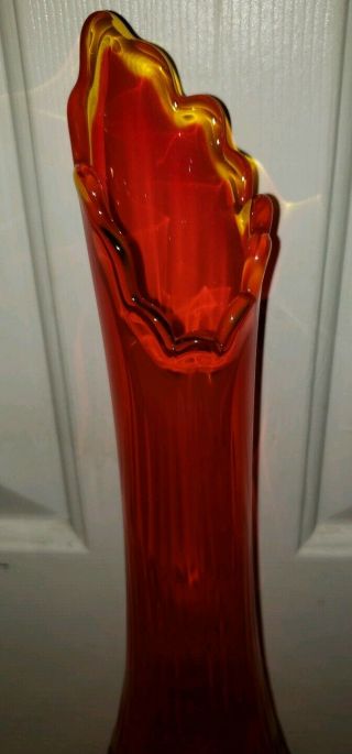 Fenton Glass Hobnail Orange 21 inch Mid - Century Modern vase swung 8