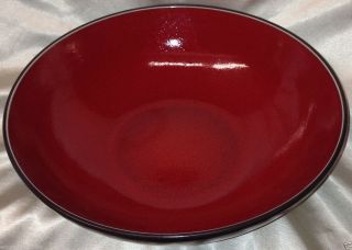 Pier 1 Stoneware Red Reactive 12 1/4 " Round Serving Bowl Glossy Red Matte Brown