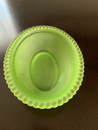 Vintage Frosted Lime Green Indiana Hen On Nest Candy Dish Frost Glass 6