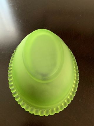 Vintage Frosted Lime Green Indiana Hen On Nest Candy Dish Frost Glass 7