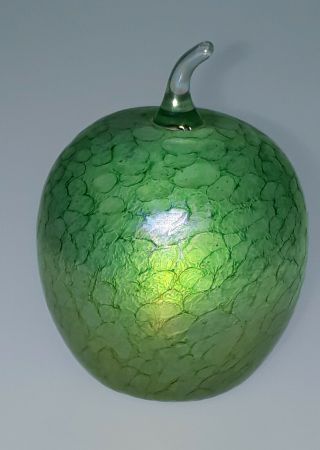 Br127 Lovely John Ditchfield Glasform 2 3/8 " Iridescent Green Apple
