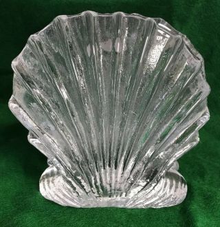 Vintage Blenko Art Glass Sea Shell Bookends Mid Century Modern - Clear 6