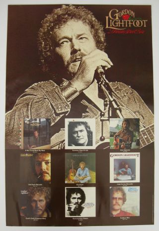 Gordon Lightfoot Dream Street Rose 1980 Us Promo Poster Folk Rock Country Vg,