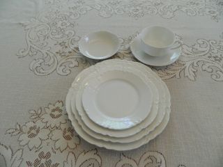 Haviland China Ranson White (1) 7 Piece Place Setting W/ Large Cup & Saucer 6 - 3
