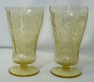 Two Amber Patrician Footed Tumblers - Euc