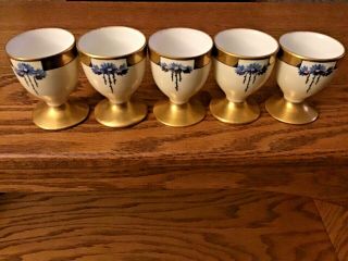 Hand Painted Nippon Egg Cups Artist Signed Dated 1918 Set Of 5