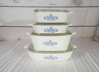 Vintage Corning Ware Blue Cornflower Casserole Dishes Set Of 8
