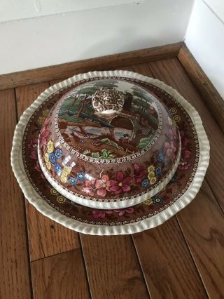 Copeland Spode’s Tower Multi - Color Round 9.  5” Covered Serving Dish Rare